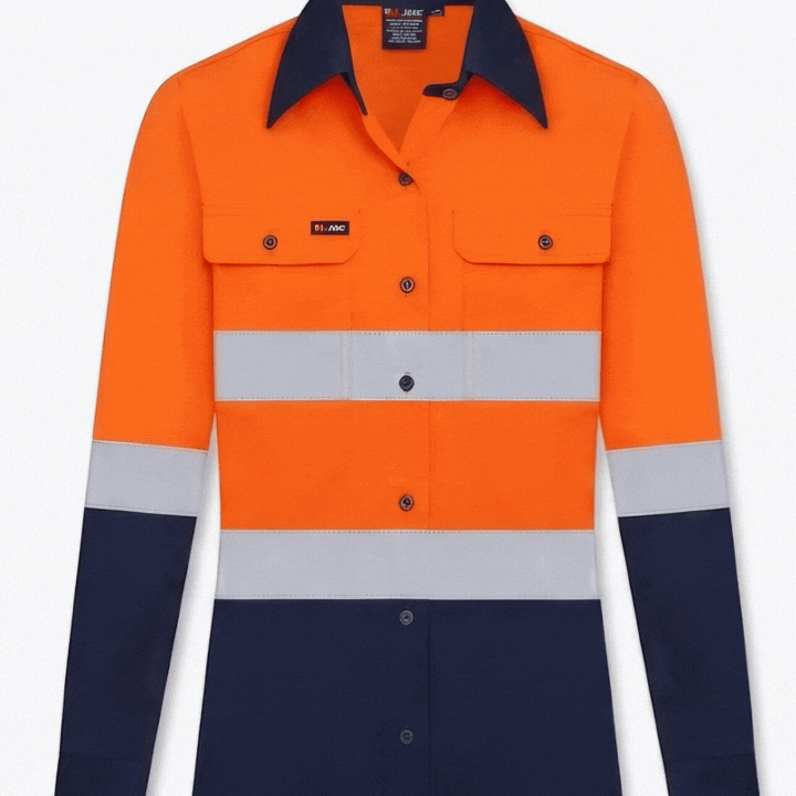 LADIES HI VIS ULTRA COOL LONG SLEEVE SHIRT WITH REFLECTIVE TWO TONE