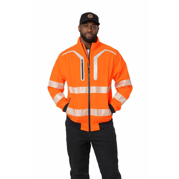 Taped Hi Vis Soft Shell Bomber Jacket - Orange