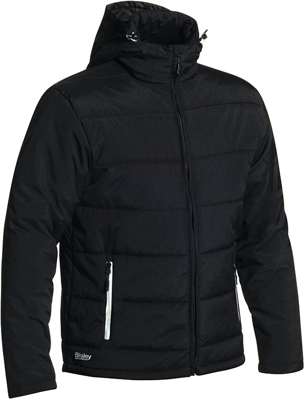 Bisley Puffer Jacket in black, front view