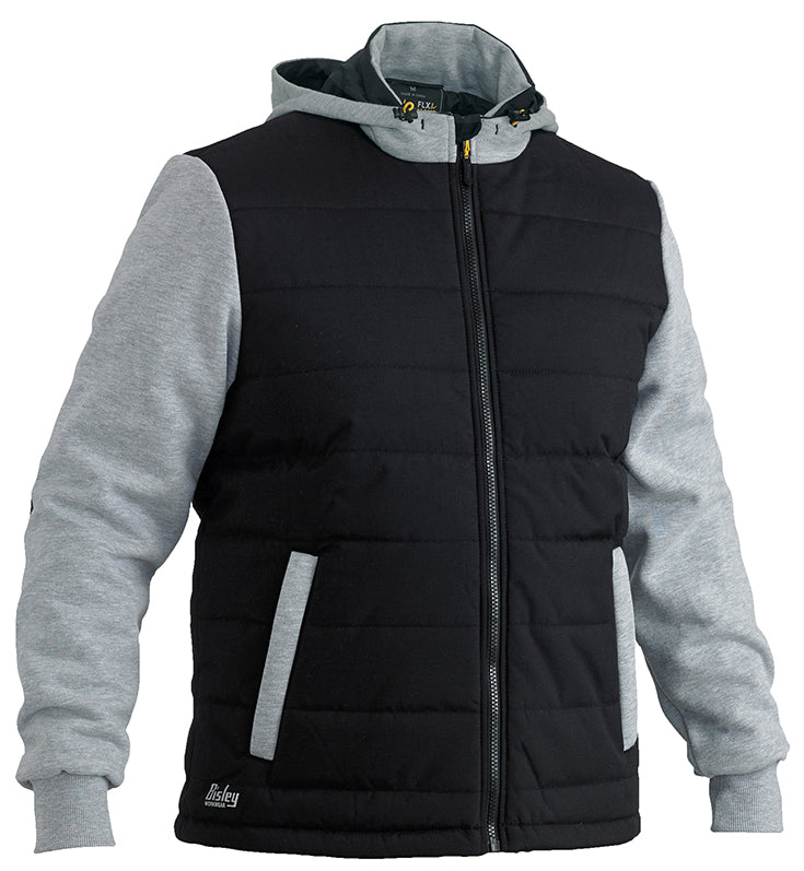 Bisley FLX and MOVE puffer fleece hooded jacket in black
