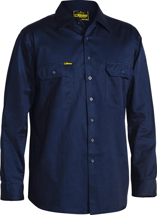 Bisley lightweight drill long sleeve shirt in navy