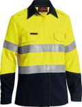 Bisley women's FR vented hi-vis shirt in yellow and navy
