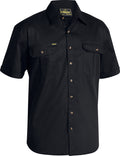 Bisley cotton drill short sleeve shirt in black