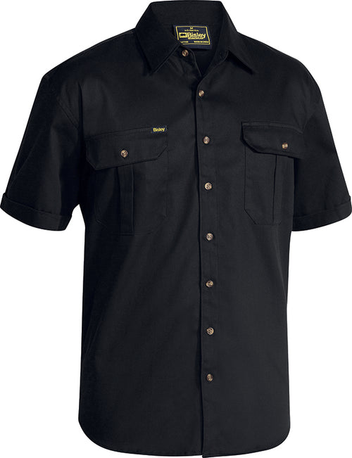 Bisley cotton drill short sleeve shirt in black