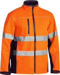 Bisley Hi-Vis Soft Shell Jacket in orange and navy