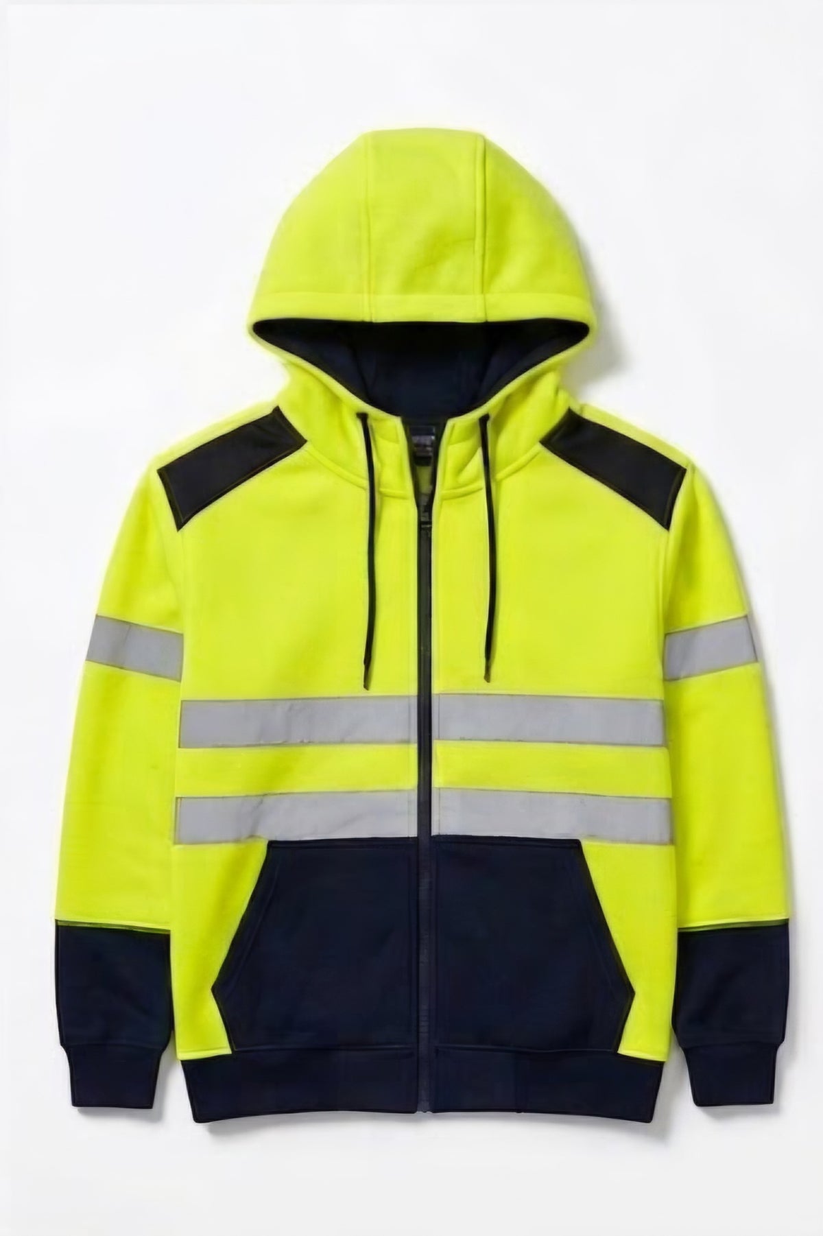 HI VIS HALF ZIP FLEECY HOODIE WITH BIOMOTION REFLECTIVE TWO TONE