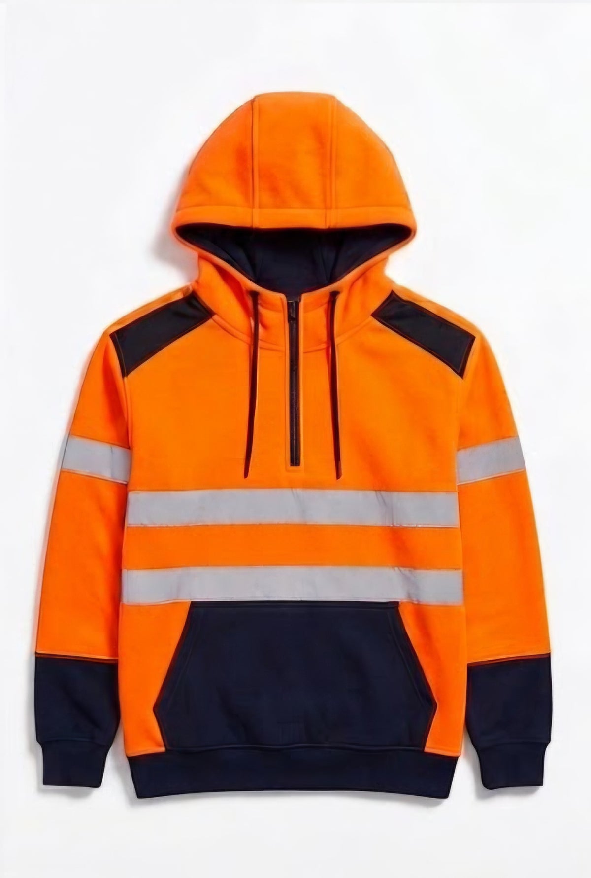 HI VIS HALF ZIP FLEECY HOODIE WITH BIOMOTION REFLECTIVE TWO TONE